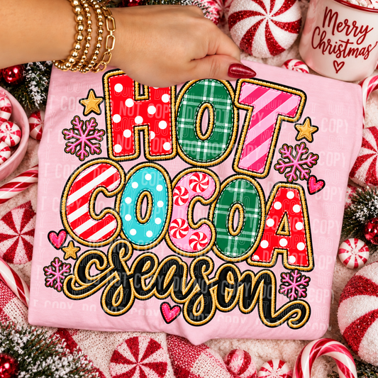 HOT COCOA SEASON - FAUX EMBROIDERY - DTF TRANSFER