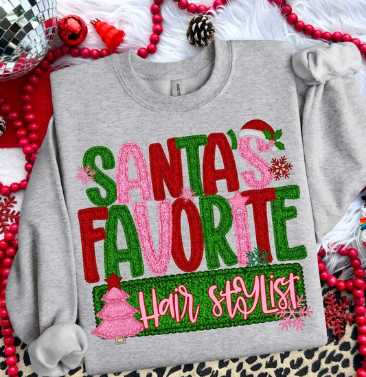 SANTA'S FAVORITE HAIR STYLIST - FAUX YARN - DTF TRANSFER