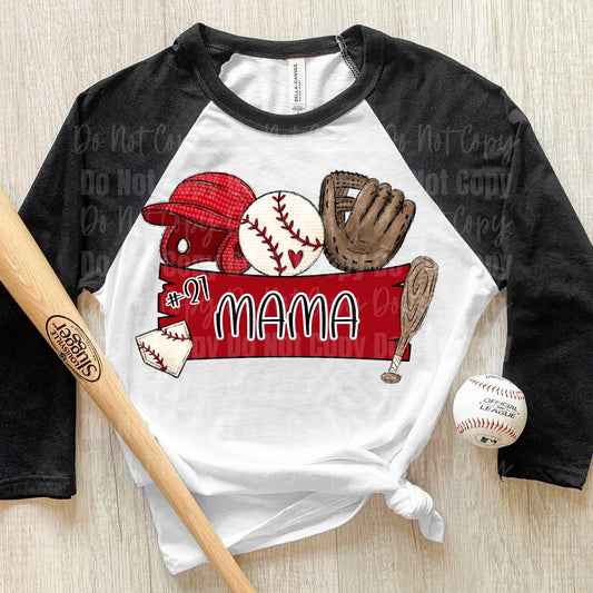 Mama baseball name with number