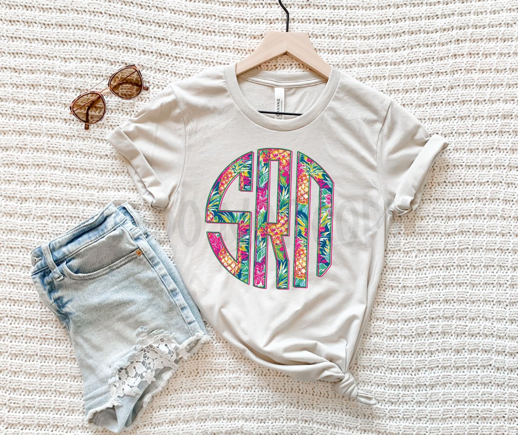 Vibrant Pineapples Monogram