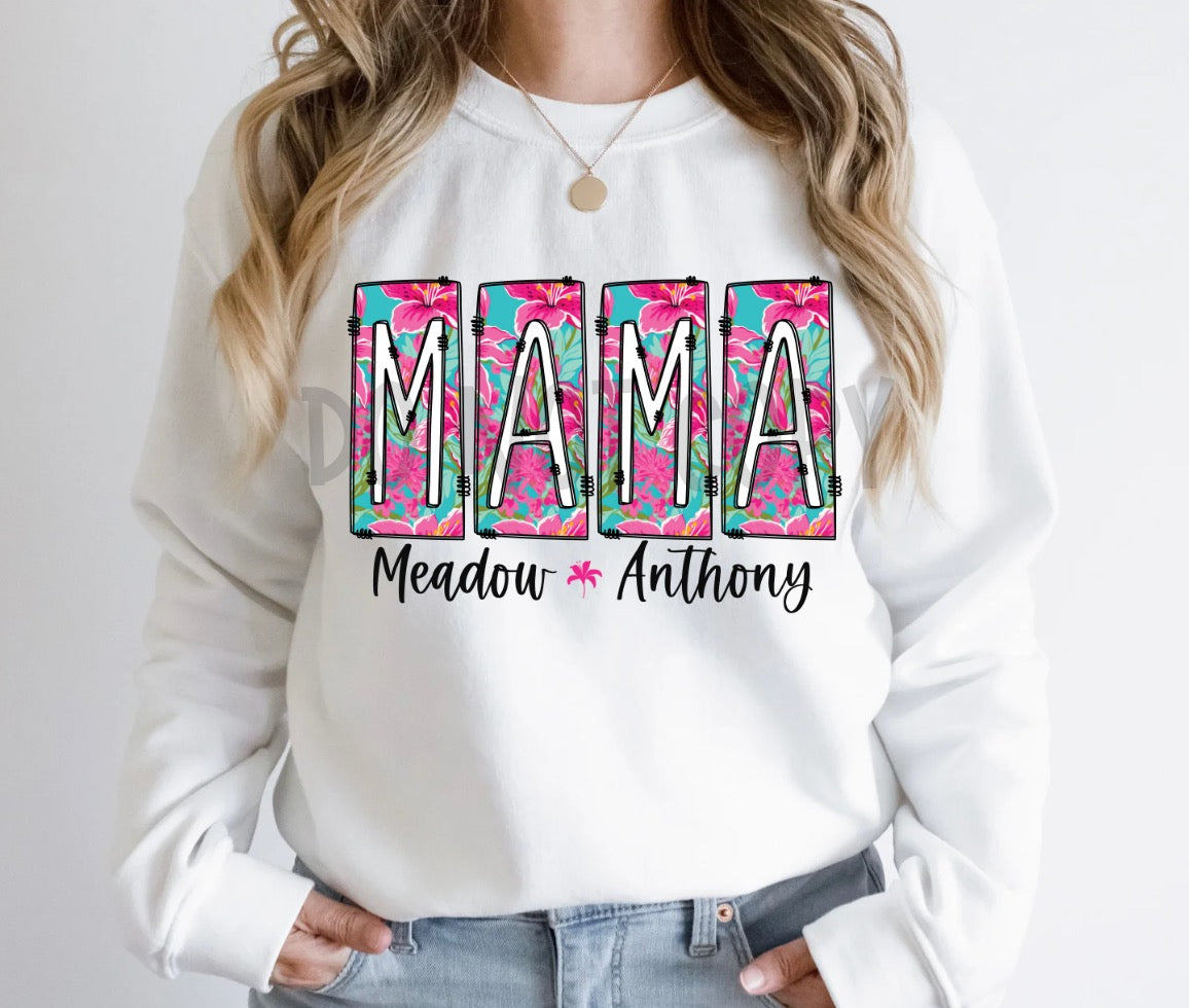 Boxy Summer Vibes- Mama, Aunt, Grandma, Etc. with Kids names