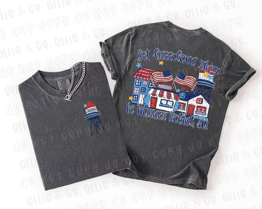 LET FREEDOM RING IN A SMALL TOWN - BUSINESS NAMES - FRONT+BACK - CUSTOM TRANSFER