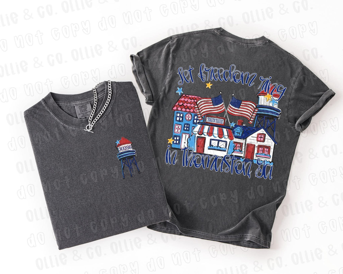 LET FREEDOM RING IN A SMALL TOWN - BUSINESS NAMES - FRONT+BACK - CUSTOM TRANSFER