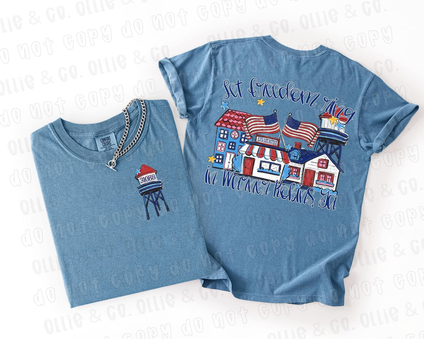LET FREEDOM RING IN A SMALL TOWN - BUSINESS NAMES - FRONT+BACK - CUSTOM TRANSFER