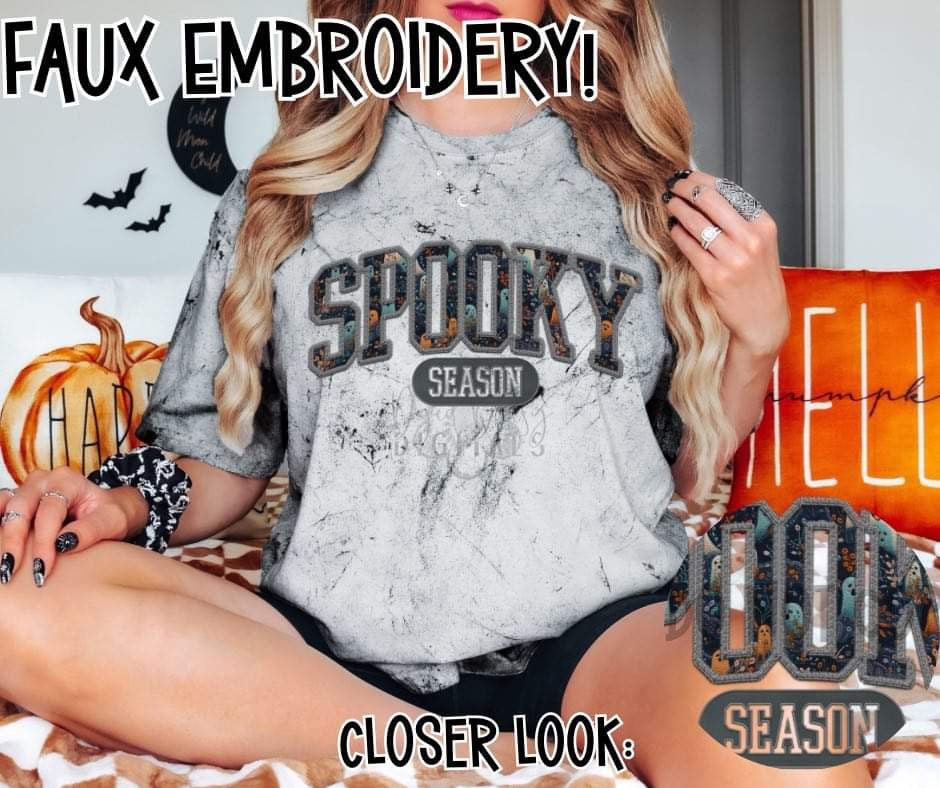 Spooky Season Varsity Faux Embroidery