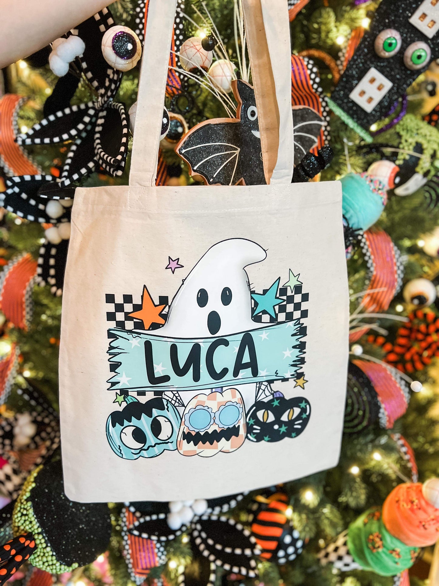 Retro Ghost Names Completed Trick or Treat Tote Bag