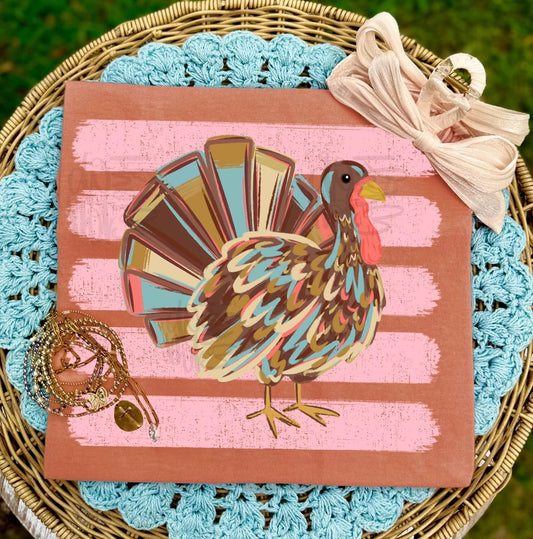 PREPPY STRIPED TURKEY - DTF TRANSFER