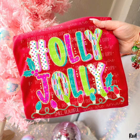 HOLLY JOLLY GLITTER - DTF TRANSFER