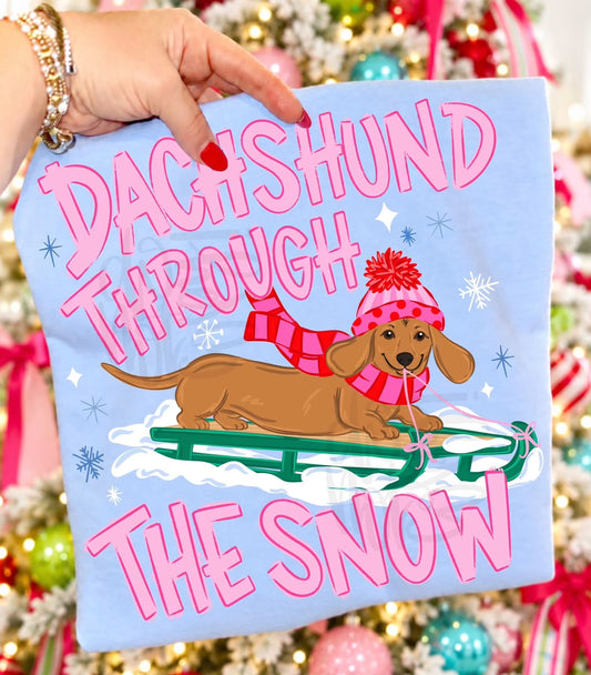 DACHSHUND THROUGH THE SNOW - DTF TRANSFER