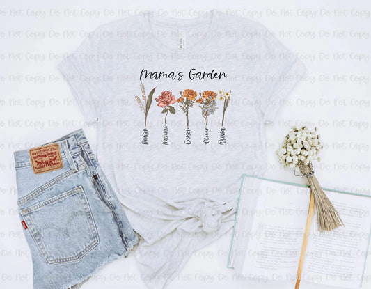 Birth flowers with names on stem- colored flowers Tee