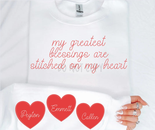 My greatest blessings are stitched on my heart with Kids names *Ollie & Co. Exclusive*