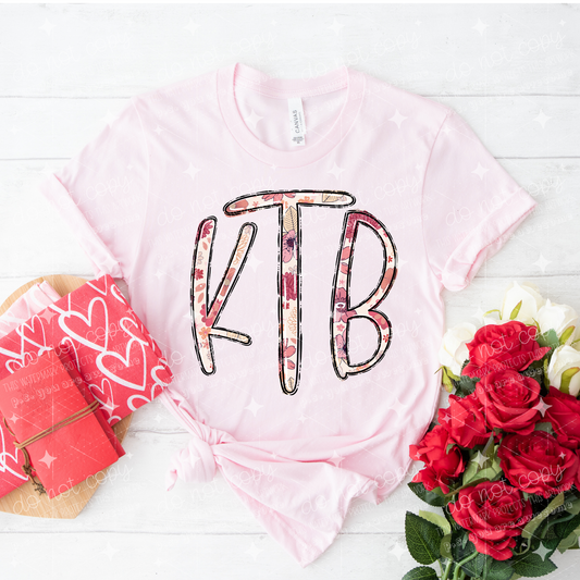 Pink Floral Monogram Completed Tee