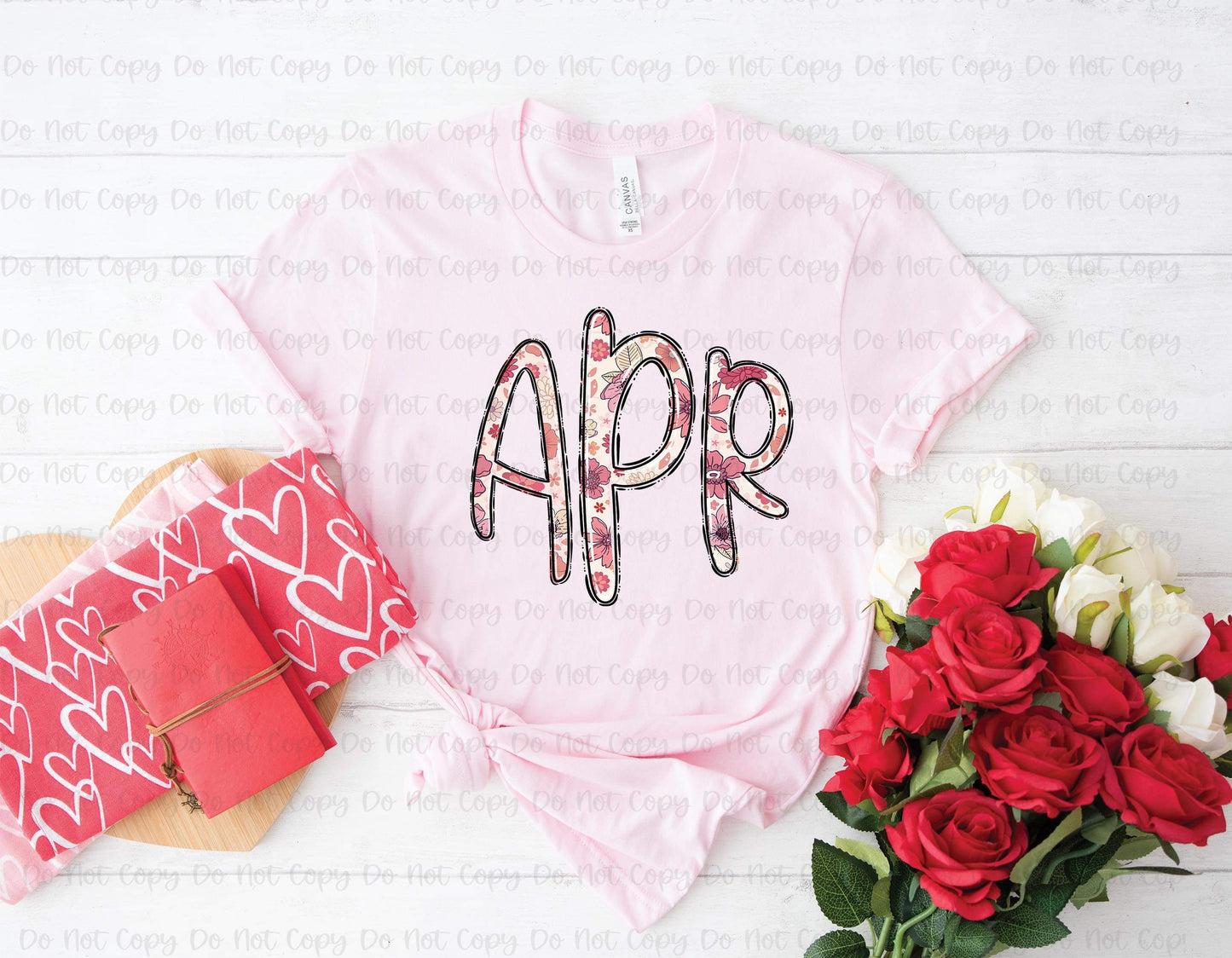 Pink Floral Monogram Completed Tee