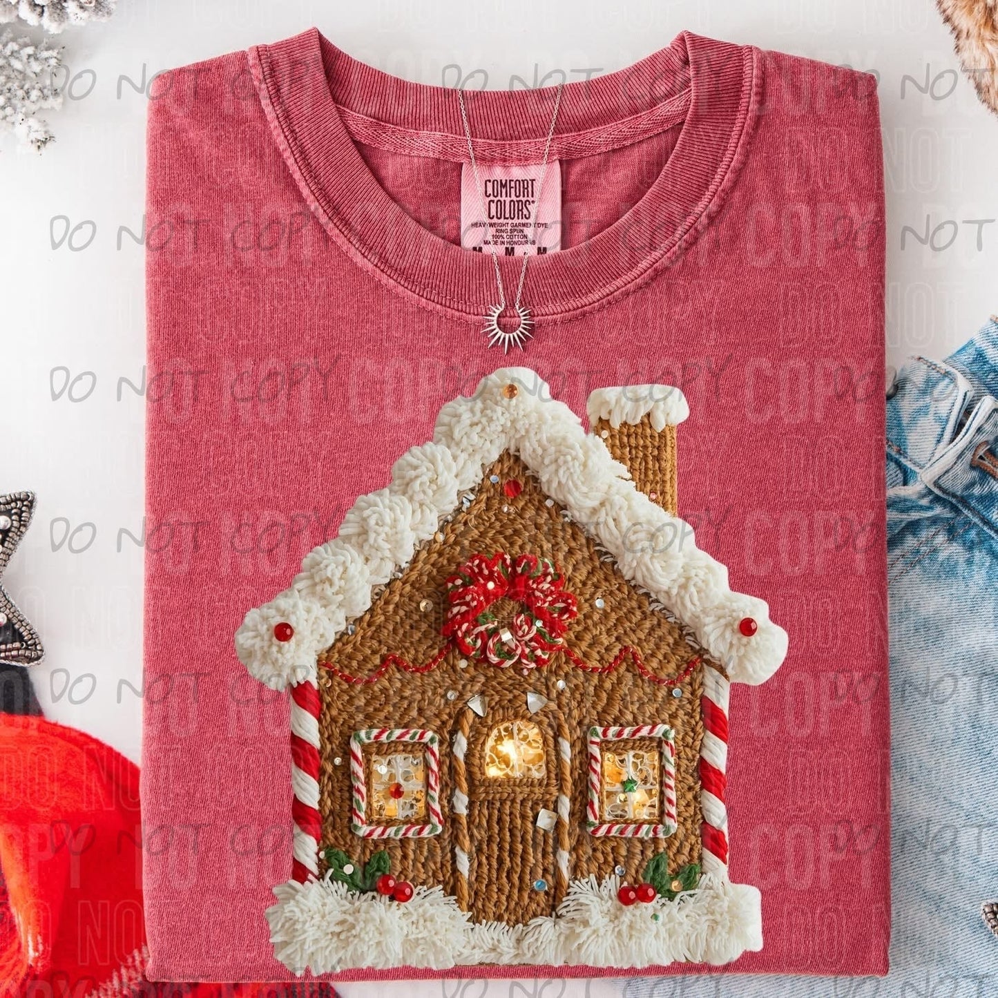 GINGERBREAD HOUSE FAUX YARN - DTF TRANSFER