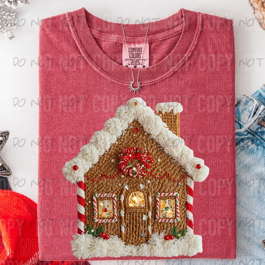 GINGERBREAD HOUSE FAUX YARN - DTF TRANSFER