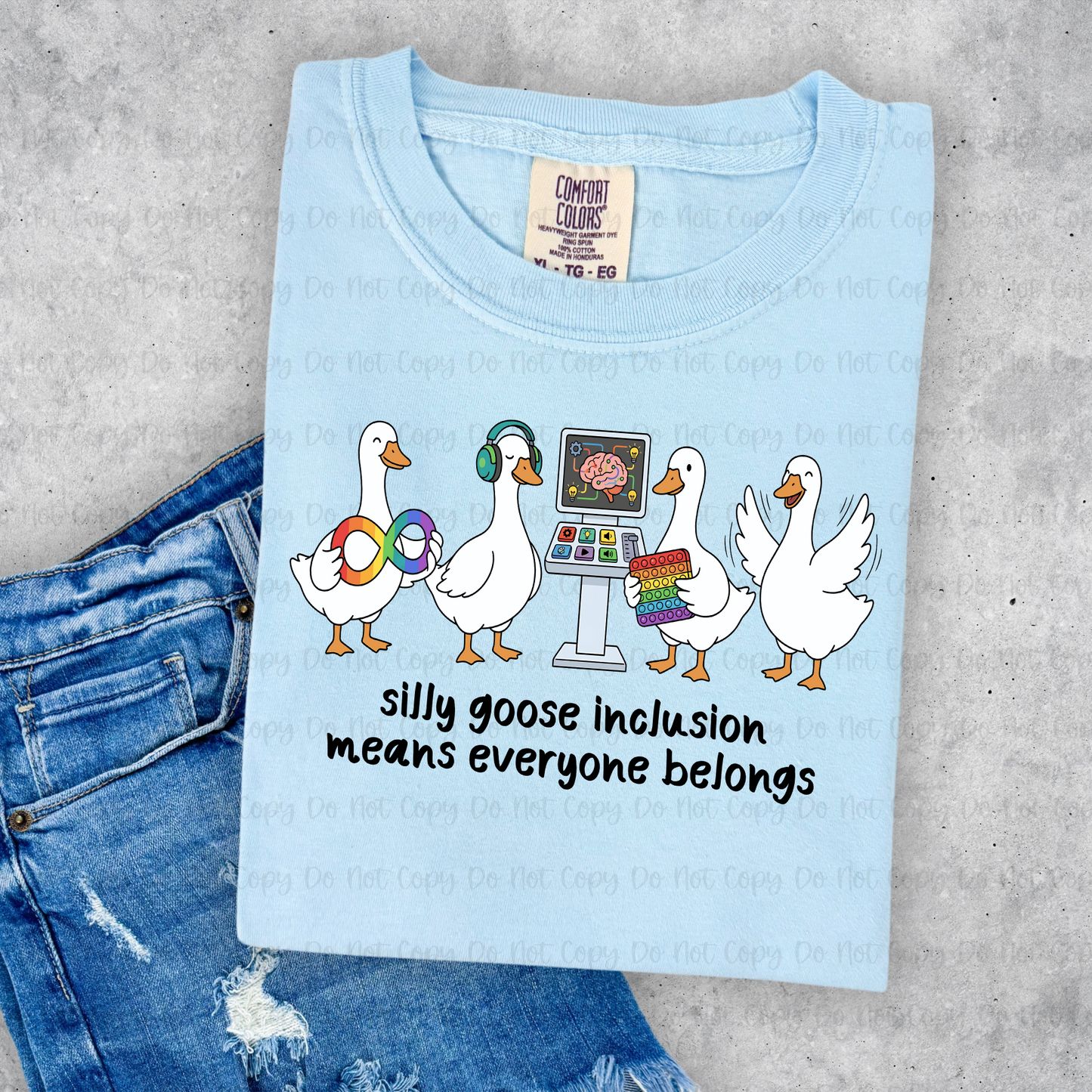 SILLY GOOSE INCLUSION MEANS EVERYONE BELONGS BLACK - DTF TRANSFER