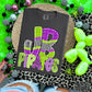 PURPLE & LIME REVAMPED SCHOOL INITIALS W/ MASCOT - CUSTOM TRANSFER