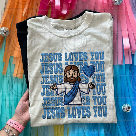 JESUS LOVES YOU BLUE - DTF TRANSFER