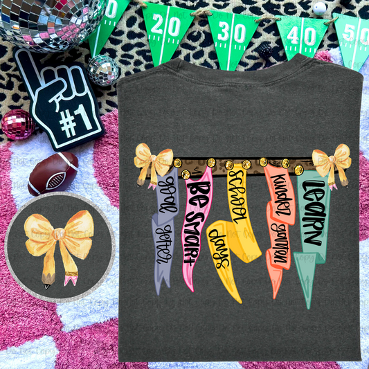 COQUETTE SCHOOL GRADE PENNANTS - FRONT+BACK - MOCKUP ONLY