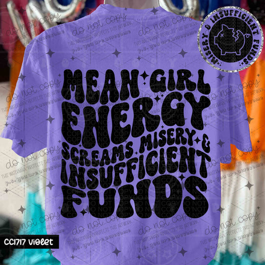 MEAN GIRL ENERGY - FRONT+BACK - DTF TRANSFER