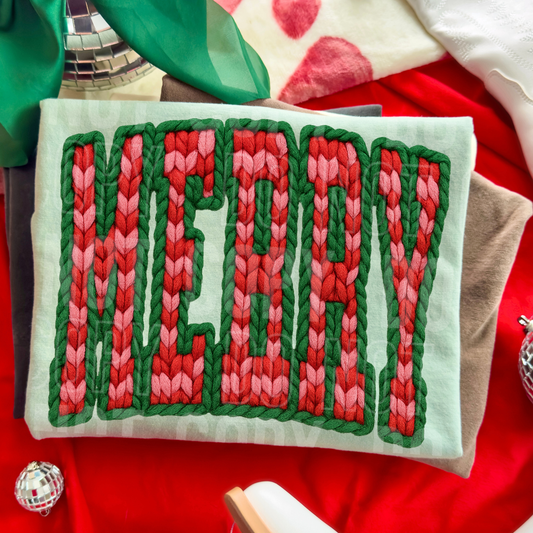 MERRY CHECKERED - FAUX YARN - DTF TRANSFER