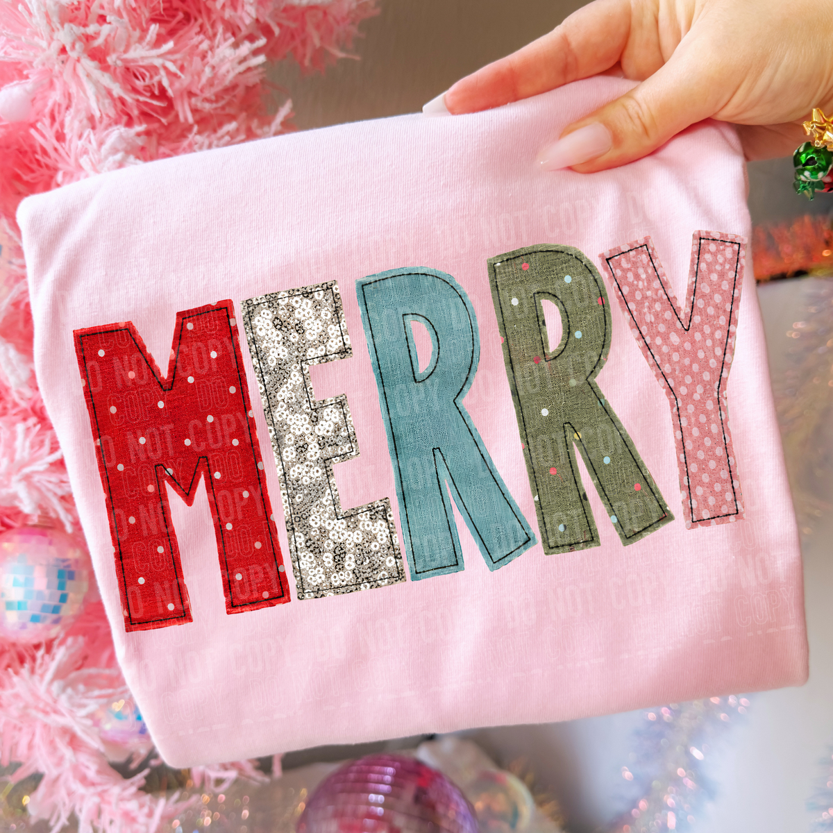 MERRY - FAUX STITCH - DTF TRANSFER