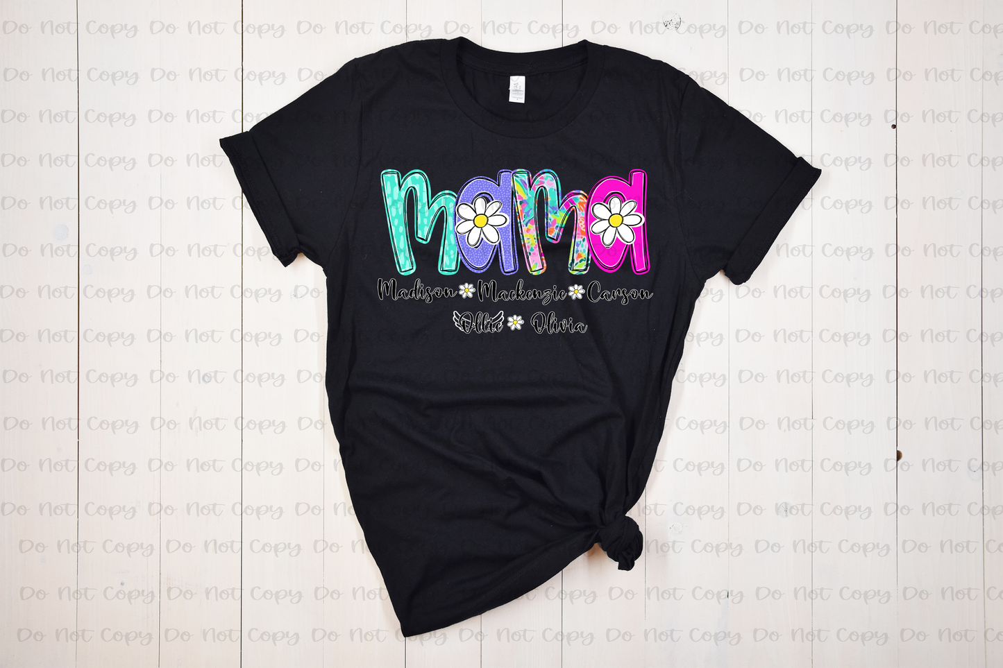 NEON FLORAL - MAMA,AUNT,GRANDMA,ETC W/ KIDS NAMES - CUSTOM TRANSFER