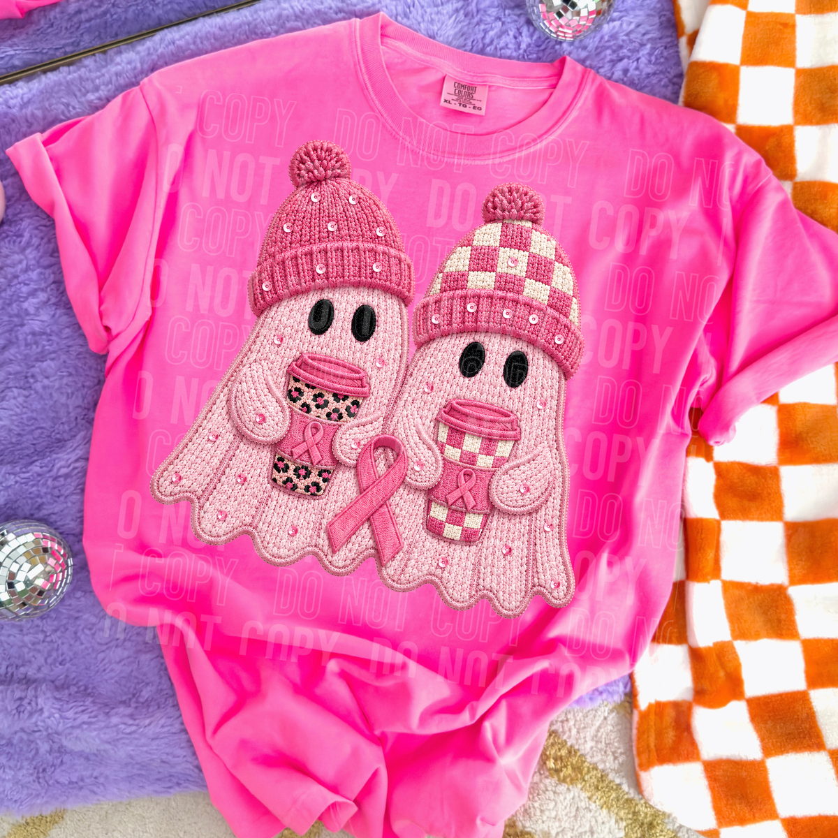 PINK CANCER GHOSTS - FAUX YARN - DTF TRANSFER