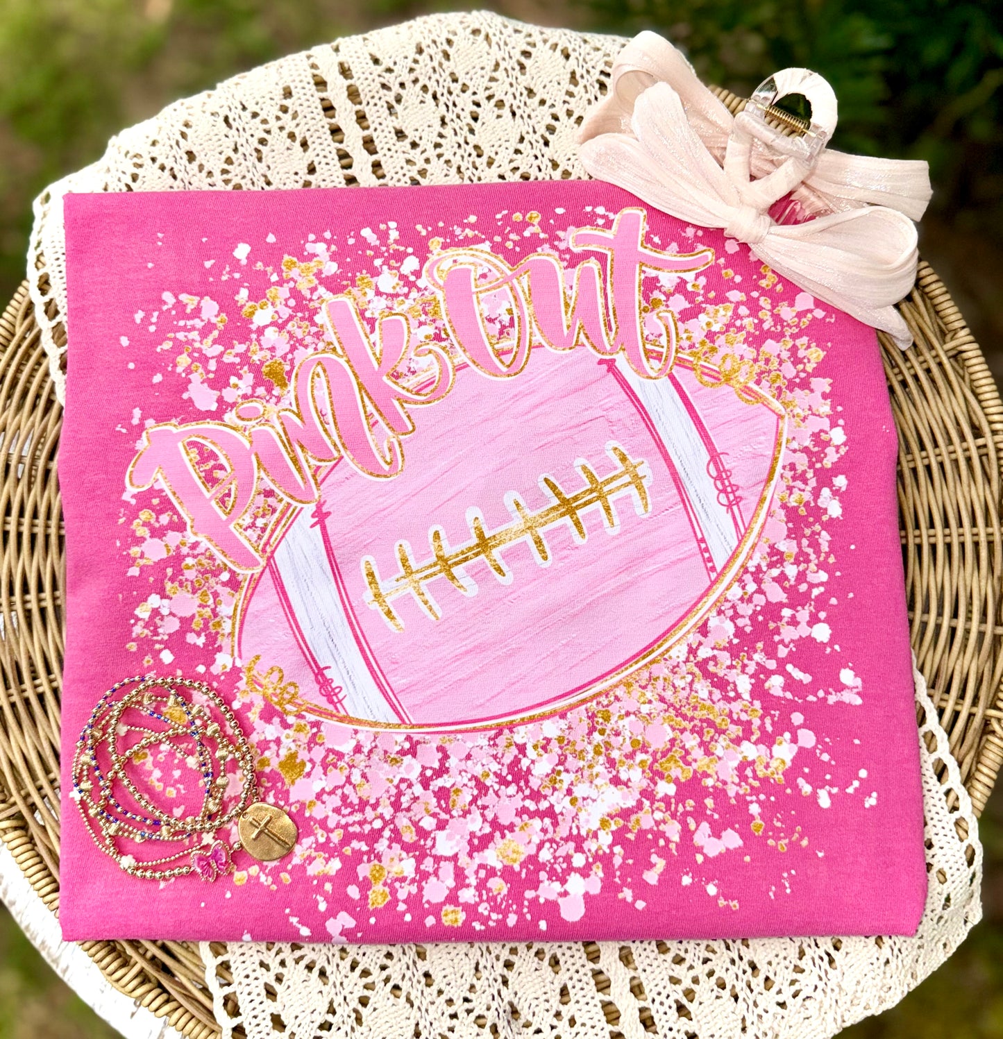 PINK OUT FOOTBALL SPLATTER - DTF TRANSFER