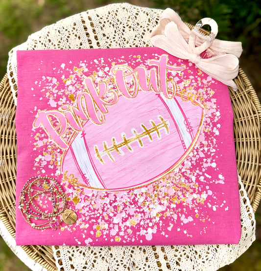 PINK OUT FOOTBALL SPLATTER - DTF TRANSFER