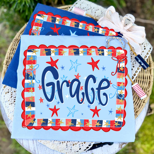 PATRIOTIC NAME FRAME - CUSTOM TRANSFER