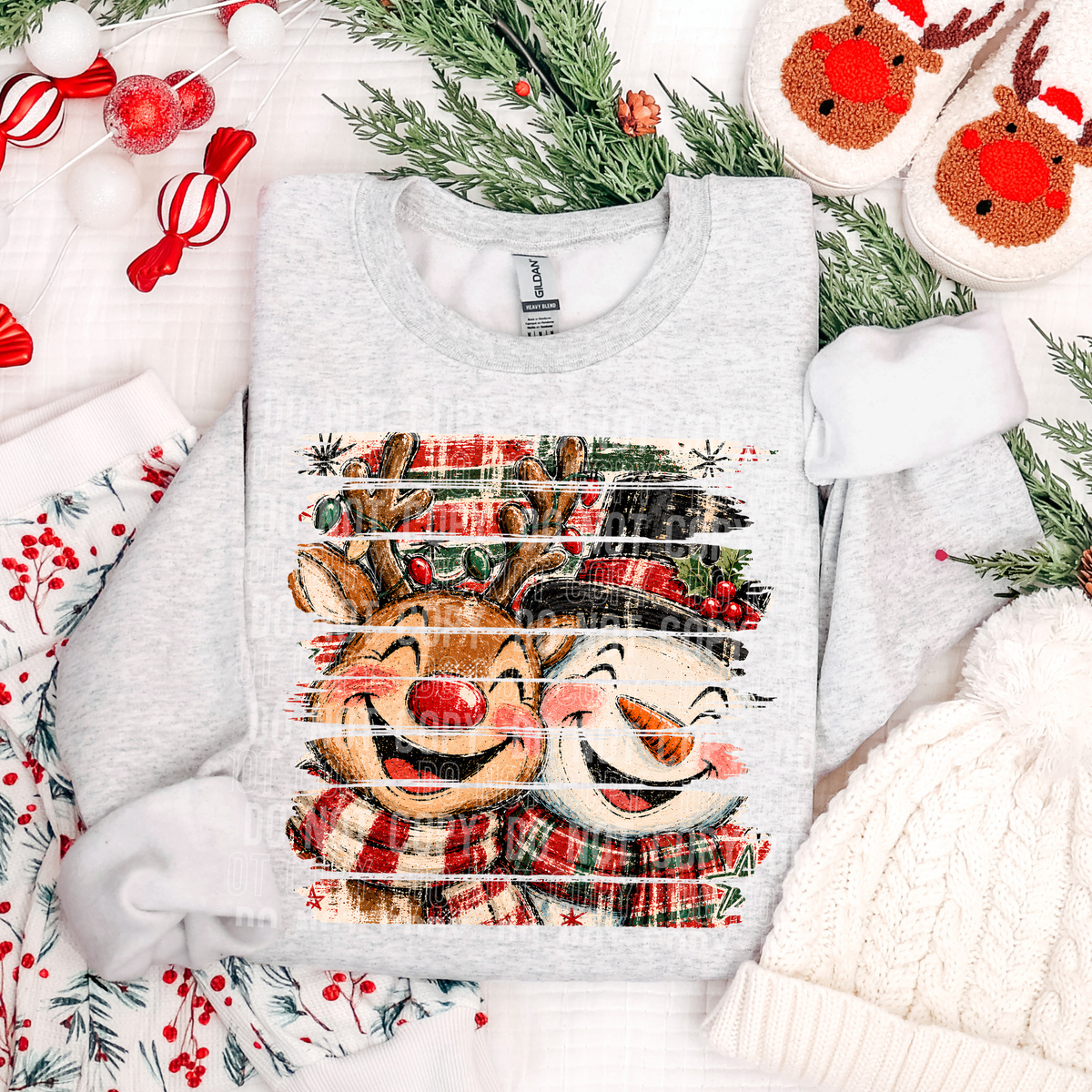 SNOWMAN REINDEER BRUSH - DTF TRANSFER