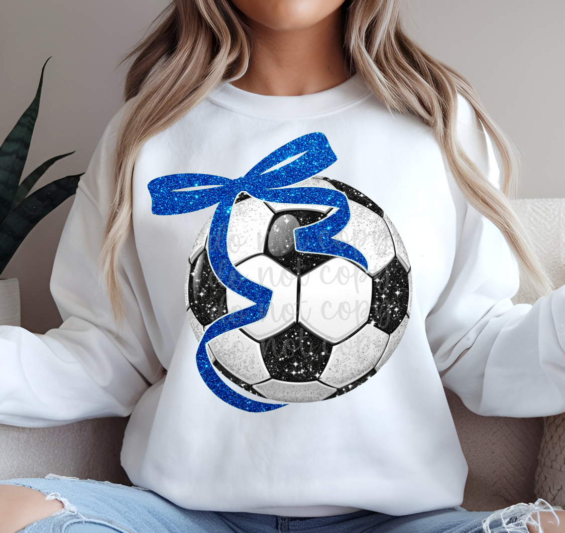 BOW SOCCER - FAUX GLITTER - DTF TRANSFER