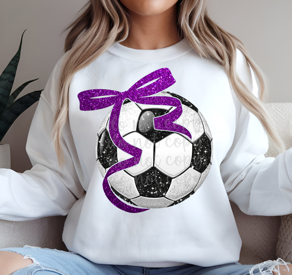 BOW SOCCER - FAUX GLITTER - DTF TRANSFER