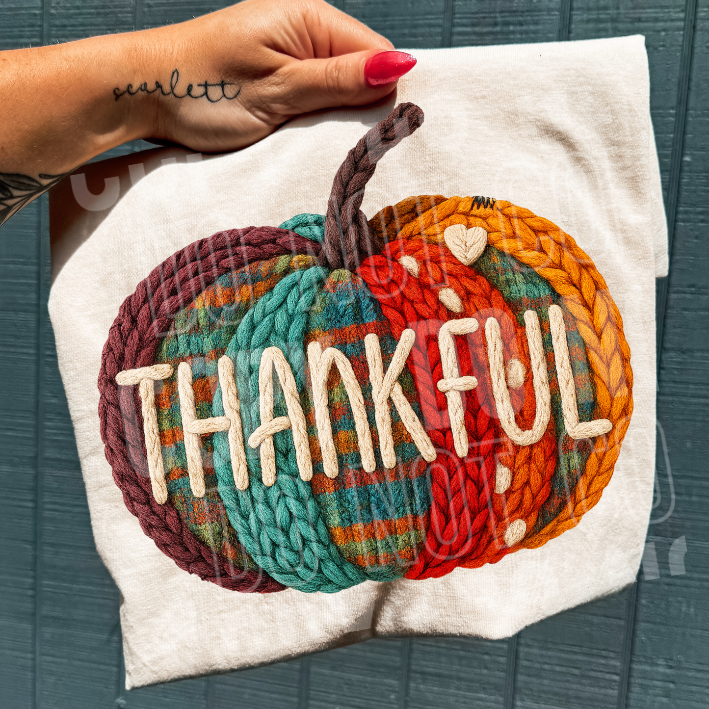 THANKFUL PLAID PUMPKIN - FAUX YARN - DTF TRANSFER