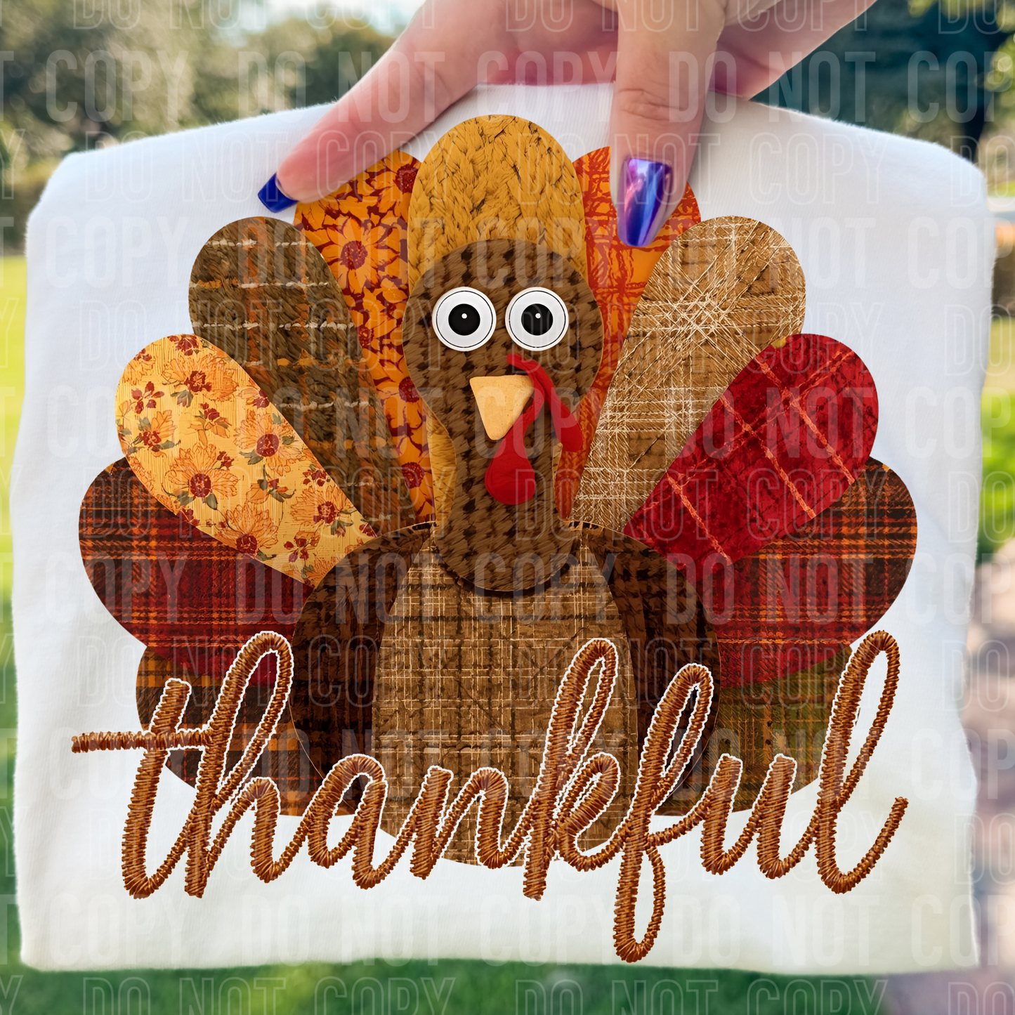 THANKFUL TURKEY PATCHWORK - DTF TRANSFER