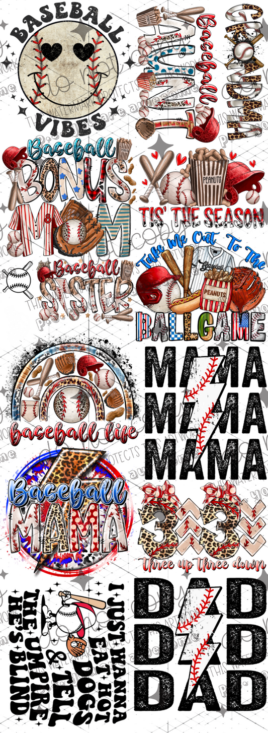 Baseball Gang Sheet 22x60