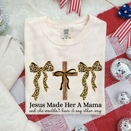 JESUS MADE HER A MAMA CHEETAH GLITTER  - DTF TRANSFER