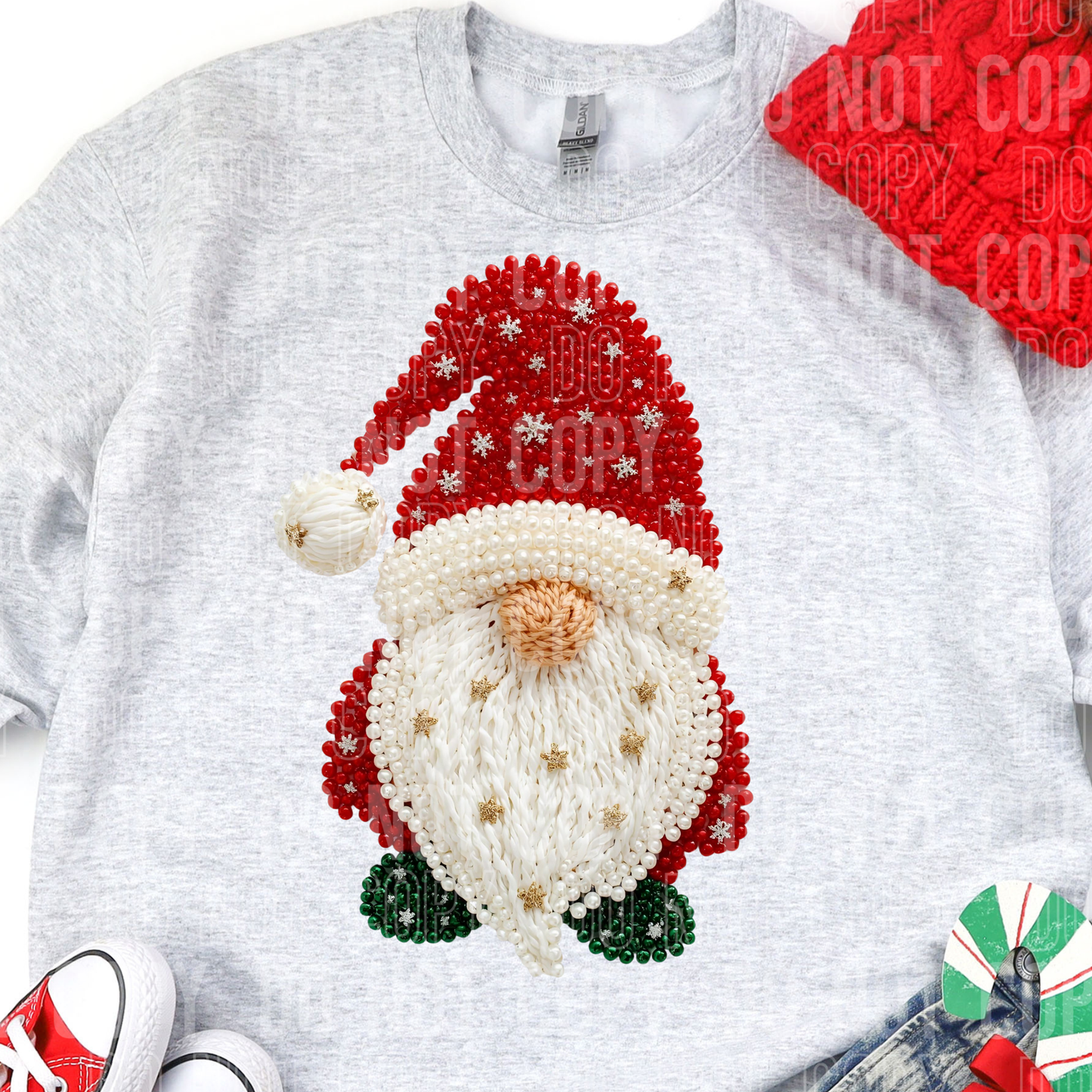CHRISTMAS GNOME FAUX PEARLS - DTF TRANSFER