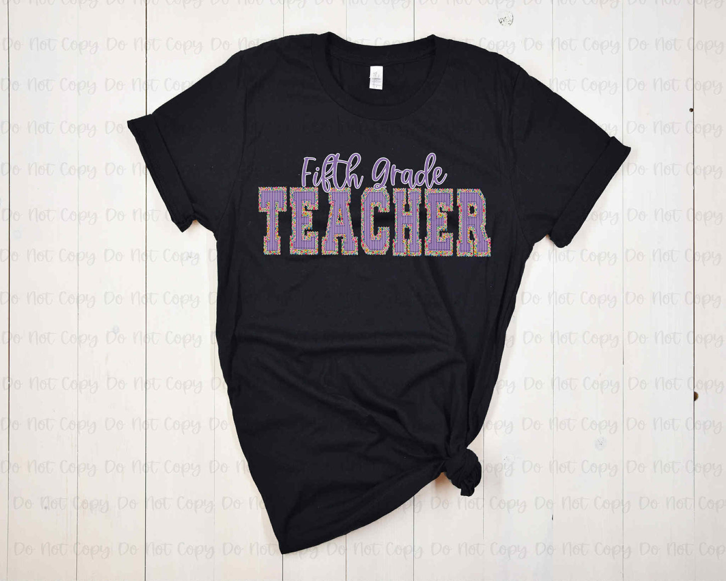 PREPPY PURPLE FLORAL TEACHER - DTF TRANSFER