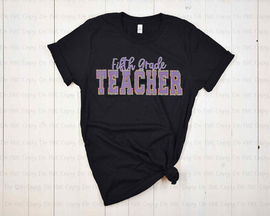 PREPPY PURPLE FLORAL TEACHER - DTF TRANSFER