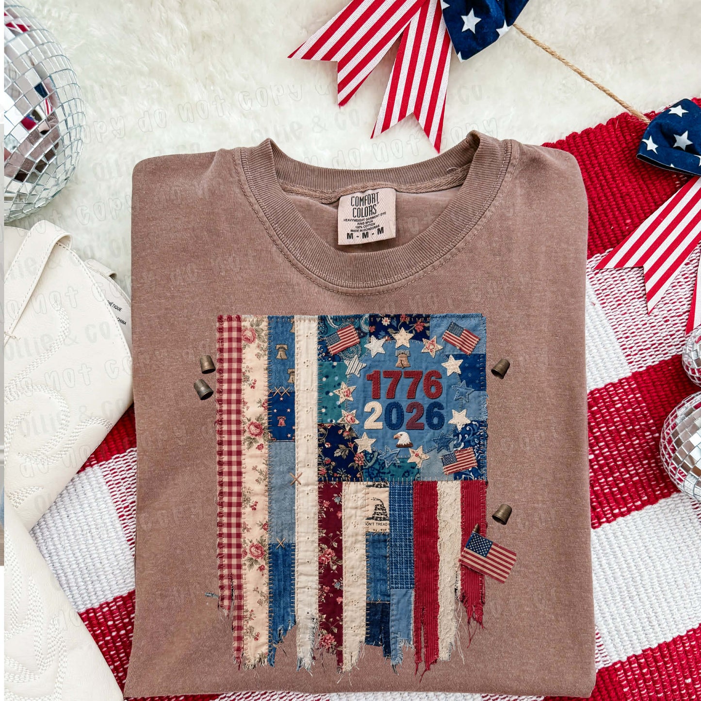 FAUX PATCHWORK 1776 2026 FLAG  - DTF TRANSFER