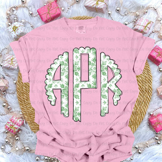 CHRISTMAS TOILE MONOGRAM - CUSTOM TRANSFER