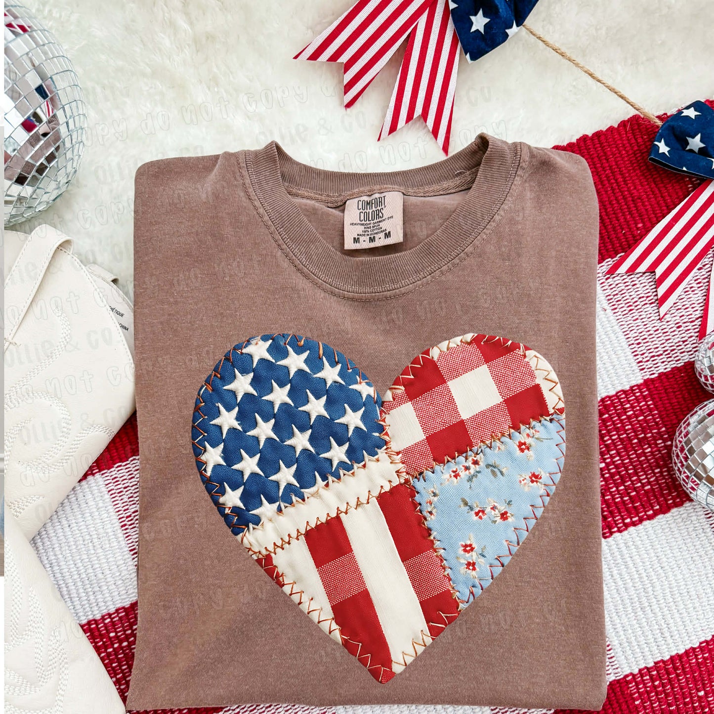 FAUX PATCHWORK HEART  - DTF TRANSFER
