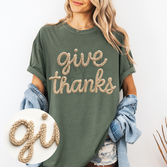 GIVE THANKS FAUX YARN- DTF TRANSFER