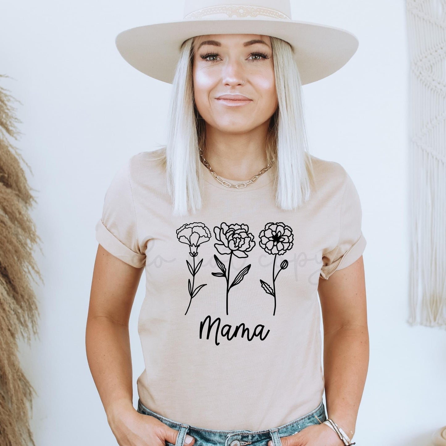 MAMA (GRANDMA,MIMI ETC) W/ BIRTH FLOWER - COMPLETED TEE