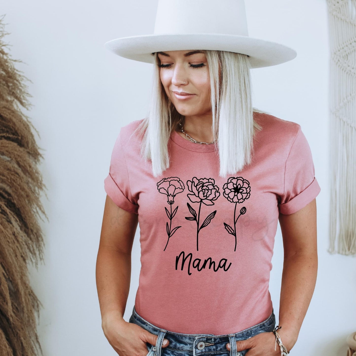 MAMA (GRANDMA,MIMI ETC) W/ BIRTH FLOWER - COMPLETED TEE