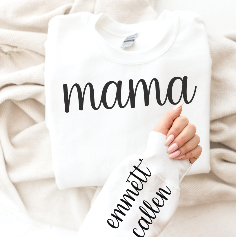 Minimalist Mama, Aunt, Grandma, Etc. with Kids names on sleeve