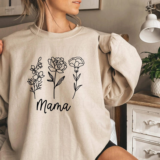 Mama (Grandma, Mimi, etc.) with birth flowers tee