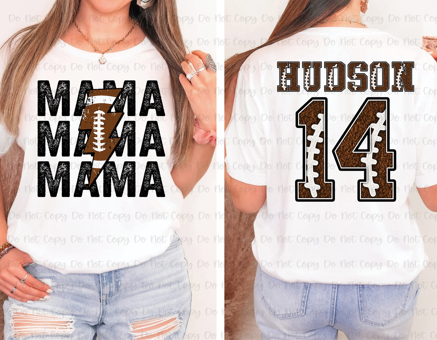 Football Mama with 12" custom name and number back